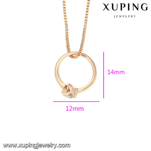 Collar de joyería de oro saudita, sortija de piedra de circón blanco, joya chapada en oro, collar de joyería 44137 - Product Image 3