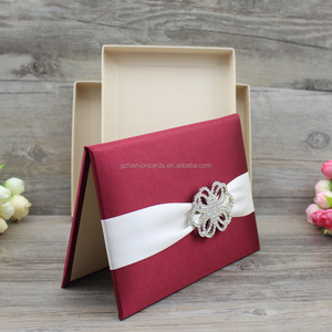 Couverture rigide en soie <span class=keywords><strong>bordeaux</strong></span>, Invitations de mariage, couleur chair, grand format - Product Image 3