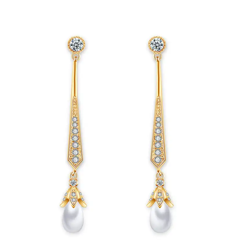 Personalità della moda sposa jh 18 k oro gioielli orecchini lunghi della nappa orecchino di perla