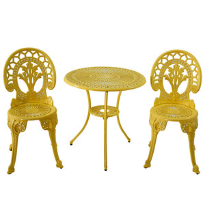 आँगन बिस्ट्रो सेट लोकप्रिय उद्यान कास्ट एल्यूमीनियम आउटडोर फर्नीचर धातु, कास्ट एल्यूमीनियम आधुनिक डिजाइन 3 साल दौर - Product Image 1