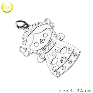 Custom Silver Color Jewelry Accessories Stamped Cartoon Logo Metal Hang Charms For Bracelet Fitting