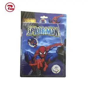 A5 Licht Gift Papier Notebooks Blister Pvc Set, Spiderman Aangepaste Led Licht Up Dagboek Notebook