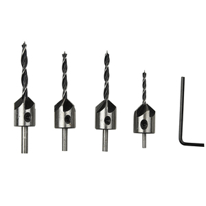 Ba Nhọn Chế Biến Gỗ 4Pc Mũi Khoan Khoan Khoan Lổ Bit Mộc Chamfering Hướng Dẫn Bit Tốc Độ Cao Thép Bit - Product Image 1