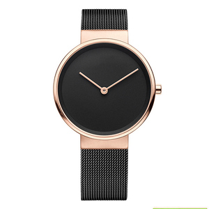 Montre cadran pour homme et femme, bracelet unisexe à maille magnétique, en or Rose, cadran Simple, tendance