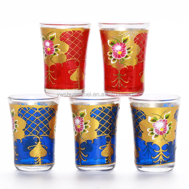Оптовая продажа, Арабская чайная чашка, набор из 6 стеклянных чашек с индивидуальным принтом