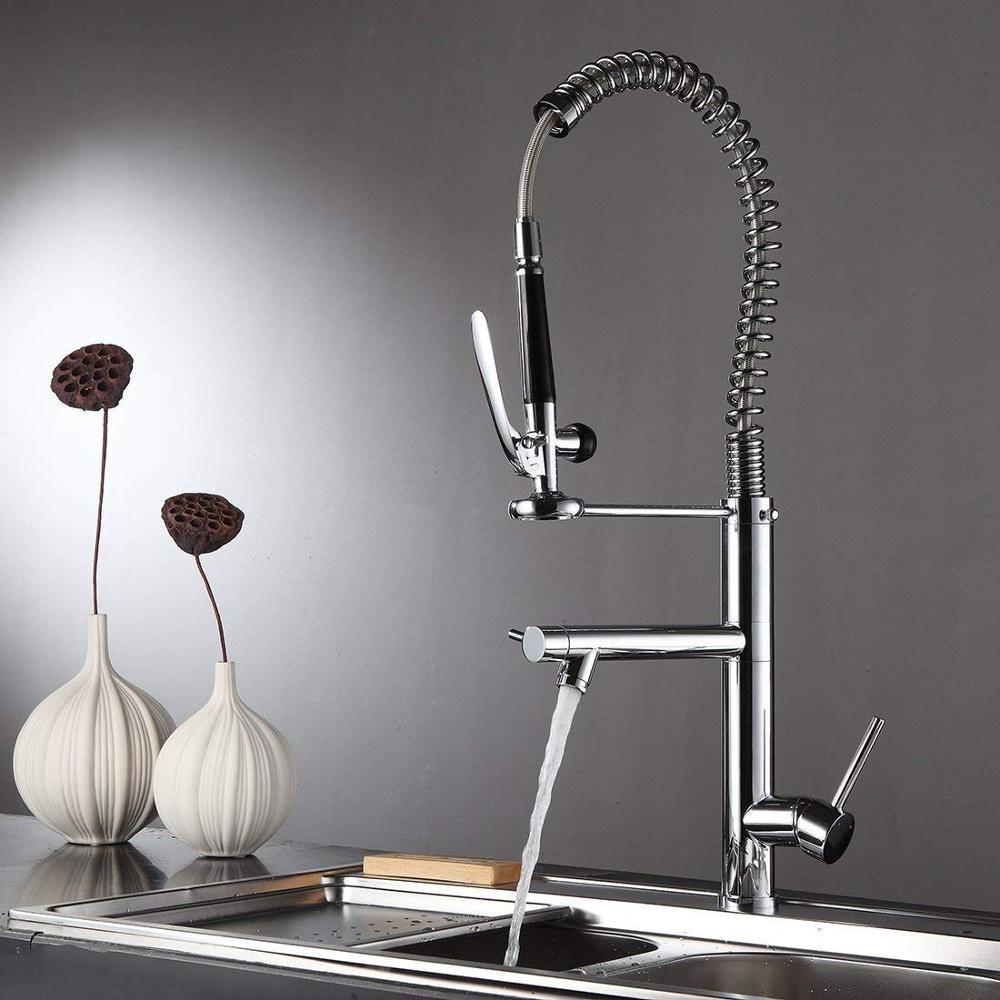 Vente chaude Haute Arc Printemps Mitigeur Pré Rincer Pull Down Cuisine Robinet D'évier avec Pulvérisateur
