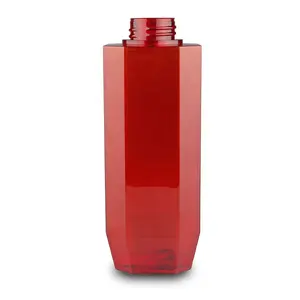 450ml PETG प्लास्टिक होटल खाली लोशन लाल शैंपू की बोतल पैकेजिंग
