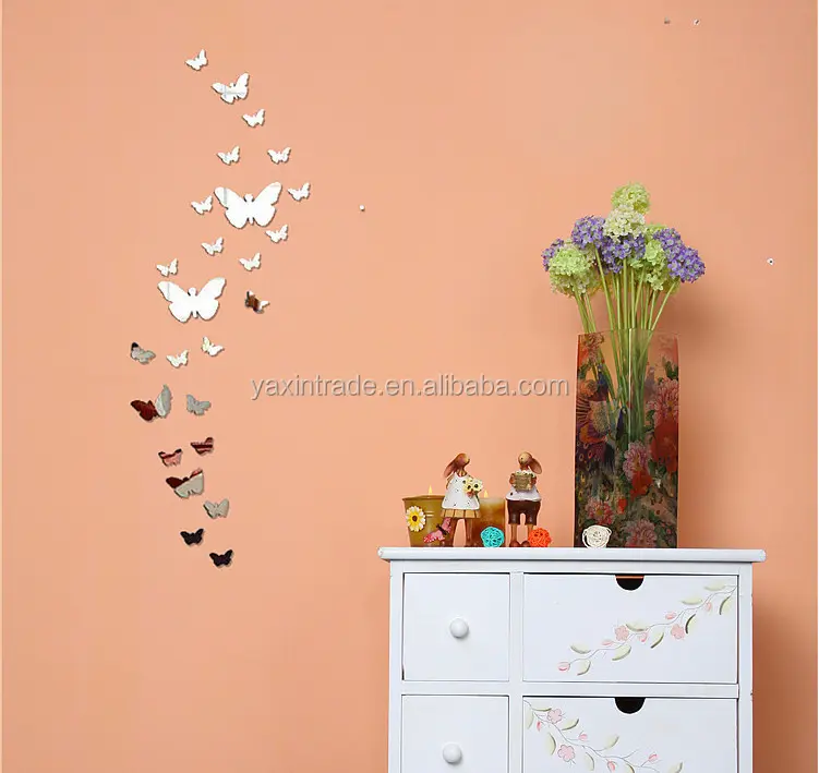Butterfly acrylic decorative mirror DIY wall sticker EVA Home tv background wall decoration room art background wall