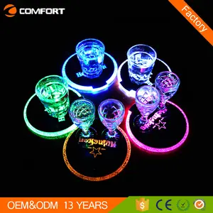 CE/ROHS Coaster Minuman, Lampu Led Bercahaya Akrilik Bulat