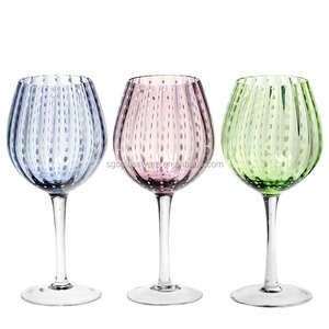 SXGC squisito Design moderno vortica punti blu <span class=keywords><strong>rosa</strong></span> verde colorato di vino rosso <span class=keywords><strong>vetro</strong></span> trasparente gambizzato <span class=keywords><strong>calici</strong></span> - Product Image 3