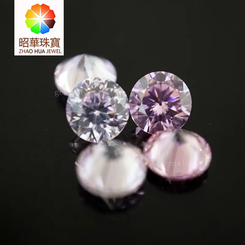 Wuzhou เครื่องประดับขายส่งสังเคราะห์พลอยสีชมพู CZ, เพชรตัดรอบ cubic zirconia 6.0 มิลลิเมตร