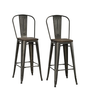 Chaises tabouret <span class=keywords><strong>de</strong></span> <span class=keywords><strong>bar</strong></span> en métal vintage, siège en bois, avec grand dossier, <span class=keywords><strong>industriel</strong></span>, bon marché, usine, - Product Image 1