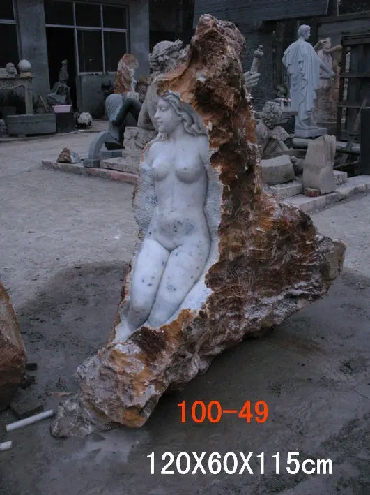 백색 대리석 바위 동상 섹시한, 적나라한 소녀 조각품 돌 적나라한 소녀 동상