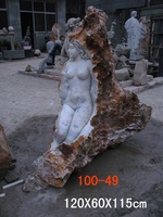 Statue en marbre blanc, sculpture de fille nue sexy, statue de fille nue en pierre