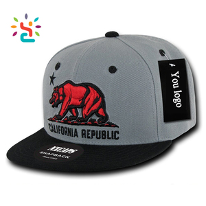 Casquette Snapback couleur Hit avec patch de broderie 2D ours République de Californie 6 panneaux Casquette de baseball bicolore - Product Image 3