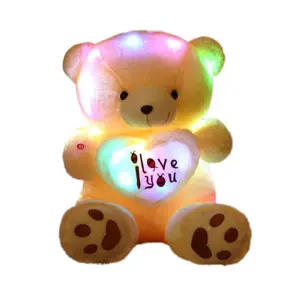 Groothandel teddybeer pop pluchen speelgoed-Custom Led Light Teddybeer Pop Mooie Knuffel Voor Valentines Gift