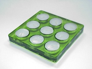 Bougeoirs en plastique vert en forme de rectangle 5 pc - Product Image 4