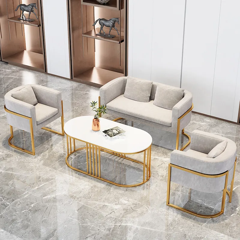 2019 Gold鋼フレームU型のリビングルームのソファシングルシートベルベットのソファ
