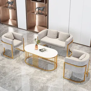 2019 Gold steel frame U shaped living room sofas single seat velvet sofa