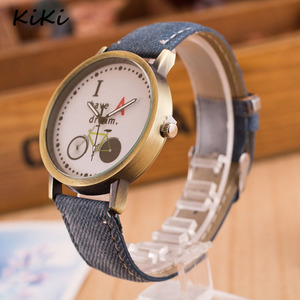 Nuovi Orologi alla Moda con <span class=keywords><strong>Cinturino</strong></span> in Denim per Uomo e <span class=keywords><strong>Donna</strong></span>, Motivo Bicicletta, <span class=keywords><strong>Orologio</strong></span> per Coppie - Product Image 1