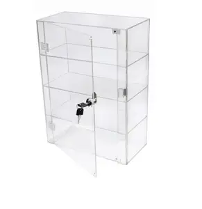 Hộp Hiển Thị 3 Kệ Acrylic Có Độ Bóng Cao Với Cửa Trước & Khóa An Ninh