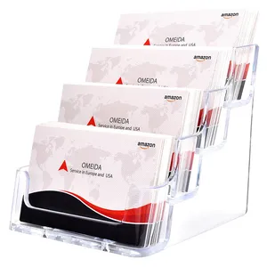 Rõ Ràng Acrylic Business Card Chủ 4 Pocket Máy Tính Để Bàn, 4 Tầng Business Card Đứng Cho Bàn