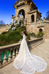 Elegante Abito da Sposa con Applicazioni in Pizzo, Scollatura a Cuore e Gonna Staccabile, Modello Sirena 2020 WF055 - Product Image 2