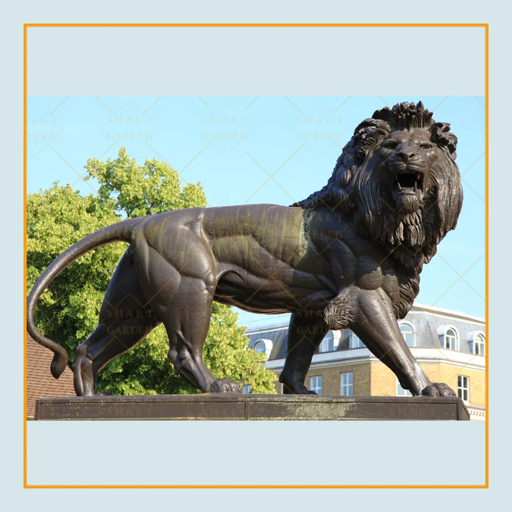 Grandes moldes de animais ao ar livre do jardim antigo estátua de leão de bronze de fundição para a venda