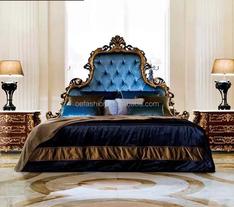 OE-FASHION casa de luxo móveis king quarto conjunto de madeira cama de volta design para venda