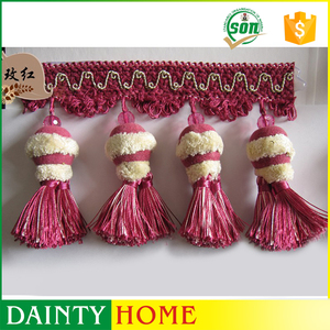 Droite Pompom <span class=keywords><strong>Frange</strong></span>, Pom Pom Versions, Curtian <span class=keywords><strong>Rideau</strong></span> de Dentelle Accessoires - Product Image 1