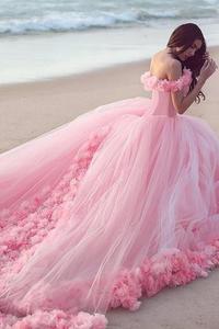 Robe de mariée élégante, Style princesse, cœur, fleur rose, rêves - Product Image 3