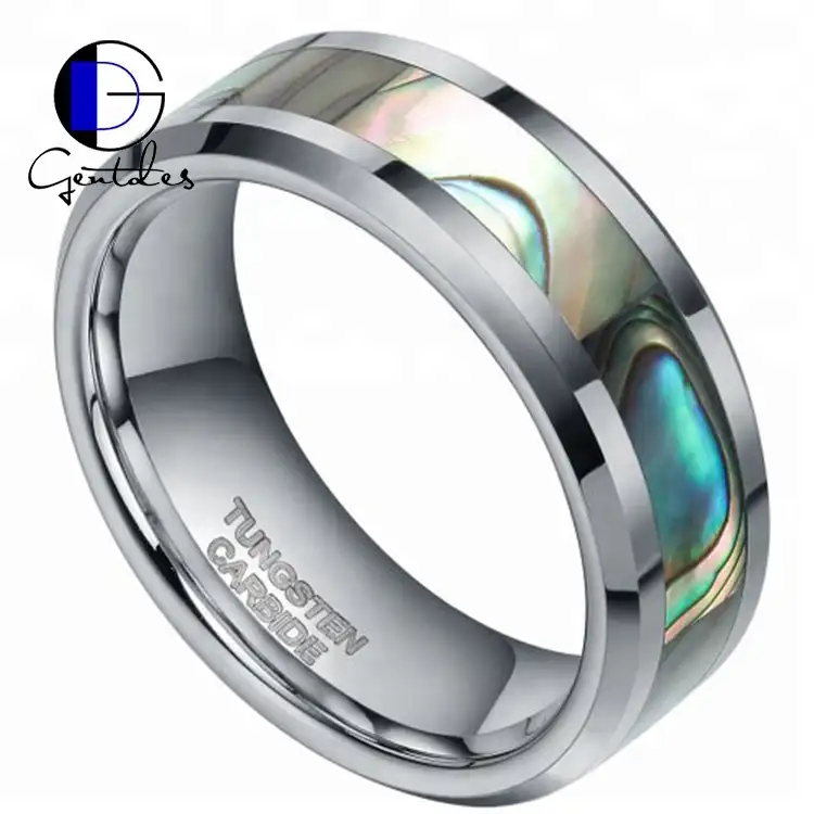 Gentdes Jewelry Wholesale Abalone Shell Inlay Tungsten Carbide Rings For Men