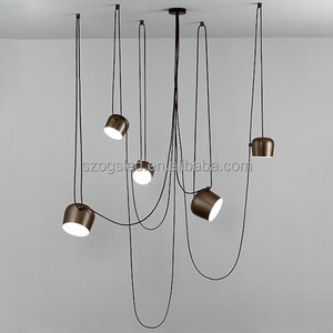 Lujo Llevó <span class=keywords><strong>Las</strong></span> Luces hotel <span class=keywords><strong>restaurante</strong></span> comedor decorativo nórdico moderno ALAMBRE NEGRO/blanco aluminio lámpara colgante - Product Image 5