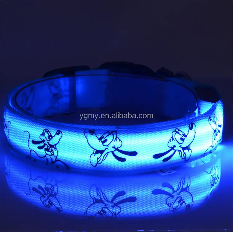 Cute Cartoon Dog LED Nylon Pet Dog Cat Collar Night Safety LED Light-up Flashing Glow in the Dark Lighted Dog Collars