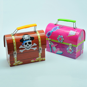 TIN BOX Arched flip treasure chest with plastic handle tin box metal tool box lunch tin