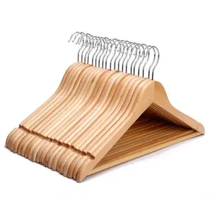 FSC certificate wholesale natural color wood hangers for clothes