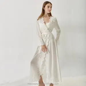 Wholesale fashion champagne lace bride wedding bathrobes