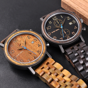 Reloj de Madera para Hombre, Estilo Casual Minimalista, Cristal Hardlex Inteligente, Elegante y de Lujo, Batería con 2 Años de Duración, Múltiples Husos Horarios - Product Image 5