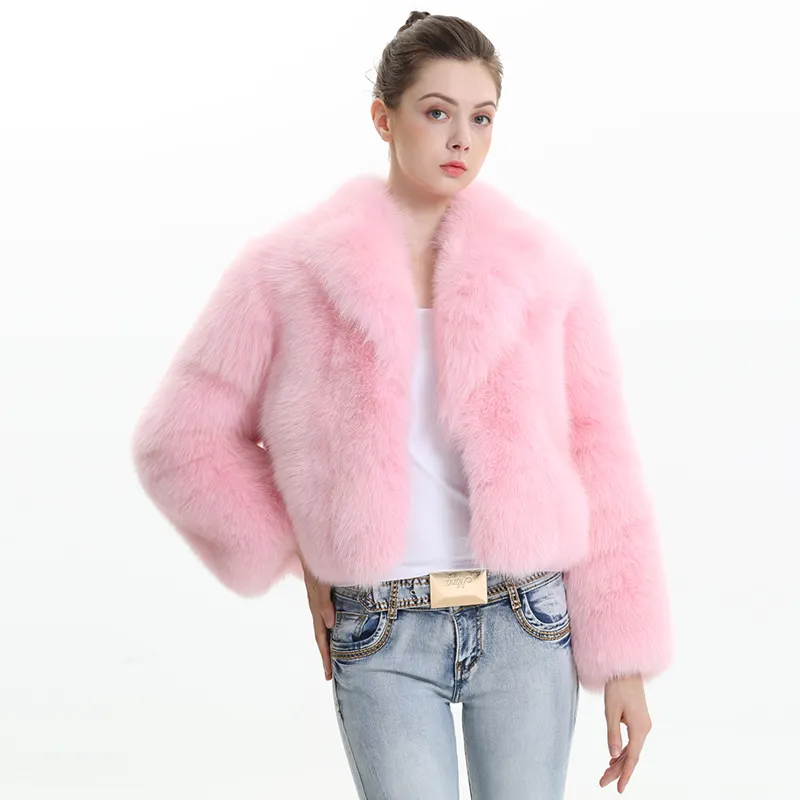 Hot Bán Thời Trang Phong Cách Tự Nhiên Con Cáo Lông Áo Khoác Màu Hồng Tùy Chỉnh Mùa Đông Nữ Sexy Bất Fur Coat Phụ Nữ