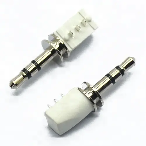 PCB Audio earphone plug, male 2.5mm mono audio plug connector, white plastic