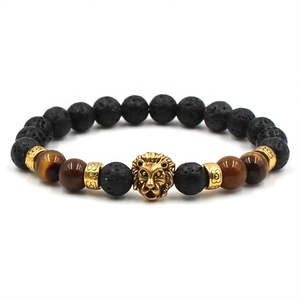 Pietra naturale di Colore Dell'oro Lion Strand Uomini Del Braccialetto Delle Donne Femme Fatti A Mano Goldstone Agata Occhio di Tigre Perline Monili Dei Braccialetti Etnici - Product Image 1