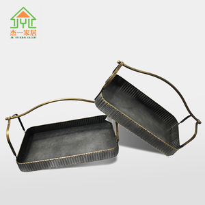 Modern metal Decoration storage tray 2 sets with handles