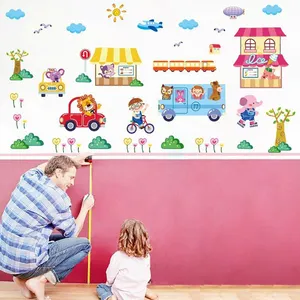 Pegatinas de pared de animales de granja de dibujos animados para habitación de bebés