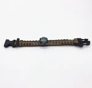 Tactical 550 Paracord Survival Bracelet With Compass Whistle Buckle With Flint survival kit wrist bands