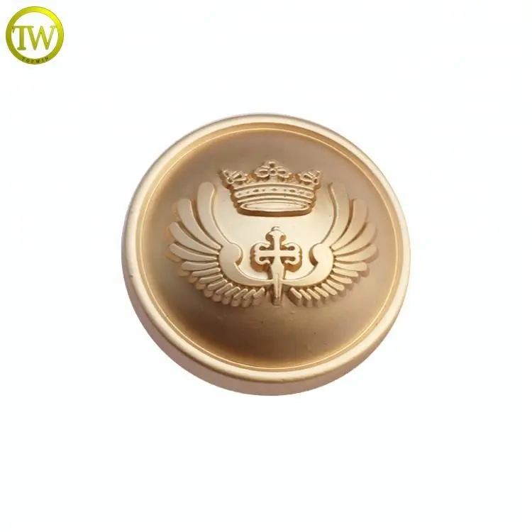 Botón de costura de oro mate de alta gama, botón de traje de metal con logotipo personalizado, venta al por mayor