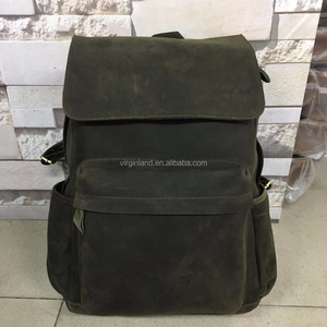 L032 High Quality Vintage Stylish Custom <strong>Brown</strong> Men's Genuine Leather <strong>Backpack</strong> with Zipper Closure and Waterproof Feature - Product Image 3