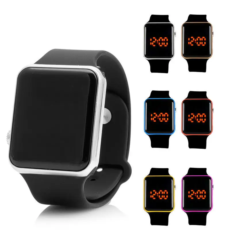 waterproof digital red light display touch screen led watch led silicon watch