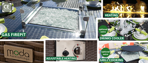 Mesa de Fogo a Gás em Rattan / Vime, Novidade em Móveis de Vime para Churrasco, Conjunto de Sofá para Jardim e Pátio - Product Image 3