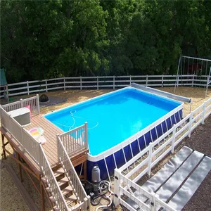 Professional Manufacturer Supply Portable Steel Rectangular Metal Frame Outdoor PVC Swimming Pool