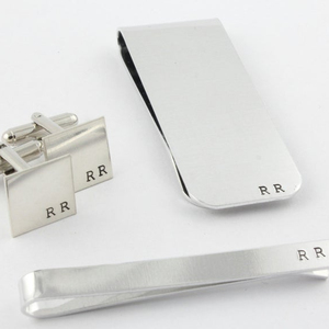 Gepersonaliseerde Manchetknopen en Custom <span class=keywords><strong>Tie</strong></span> <span class=keywords><strong>Bar</strong></span> Zilver Geld Clip mannen Accessoires Gift Pack Bruidsjonkers Gift - Product Image 1